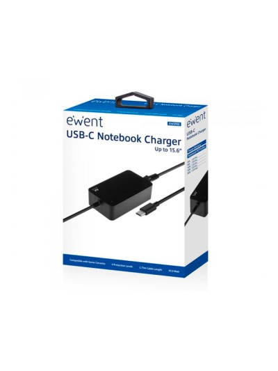 Cargador ewent para portatil usb type-c 100-240v 45w