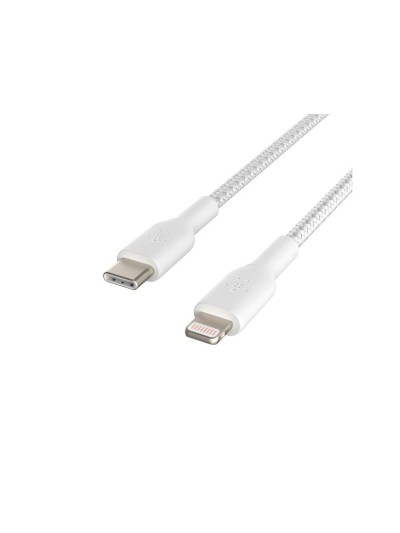 Cable trenzado belkin caa004bt1mwh usb-c a lightning boost charge largo 1 m color blanco