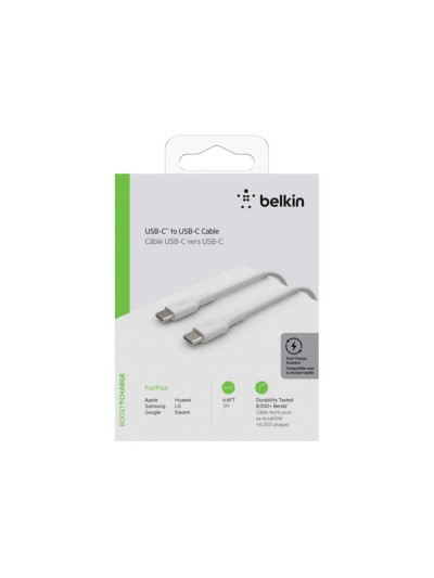 Cable belkin cab003bt2mwh cable usb-c a usb-c boost charge longitud 2 m color blanco