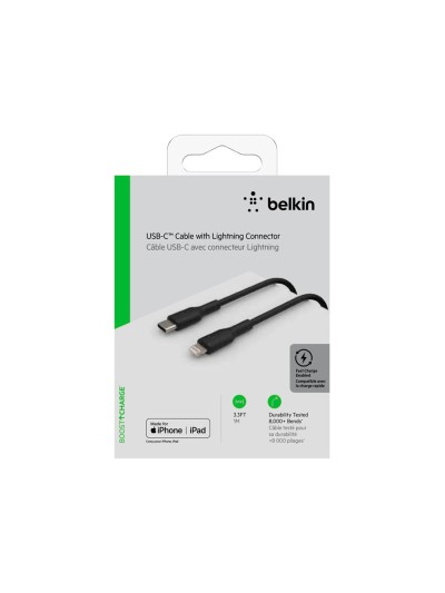 Cable belkin caa003bt1mbk usb-c a lightning boost charge longitud 1 m color negro