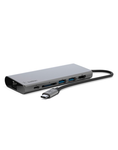 Adaptador belkin avc008btsgy multipuerto usb-c a ethernet / usb-c / usb-a / hdmi / sd color gris