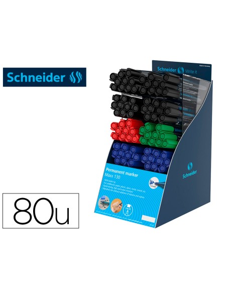 Rotulador schneider maxx 130 permanente punta redonda 1-3 mm reciclado 95% exp.80 unidades stdas. 218x315x168 mm