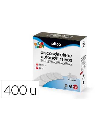 Disco de cierre plico velcro autoadhesivo 20 mm diametro color blanco caja de 400 unidades