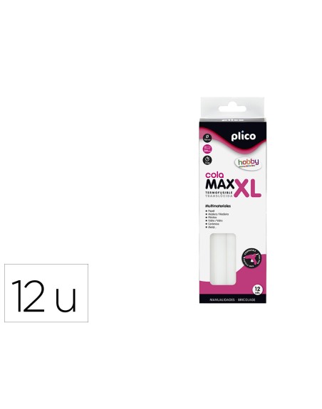 Barra termofusible plico cola max xl baja temperatura 11,5 mm de diametro x 200 mm de alto blister de 12 unidades