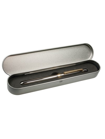 Boligrafo milan multifuncion cromado adornos dorados azul/rojo/portaminas 0,5 mm/ goma de borrar en caja metal
