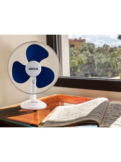 Ventilador de sobremesa jocca 3 velocidades 40 w sistema oscilacion y cabezal basculante diametro 300 mm