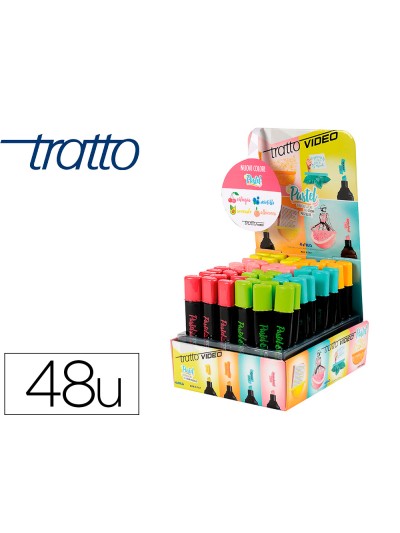 Rotulador tratto video pastel fluorescente expositor de 48 unidades colores surtidos