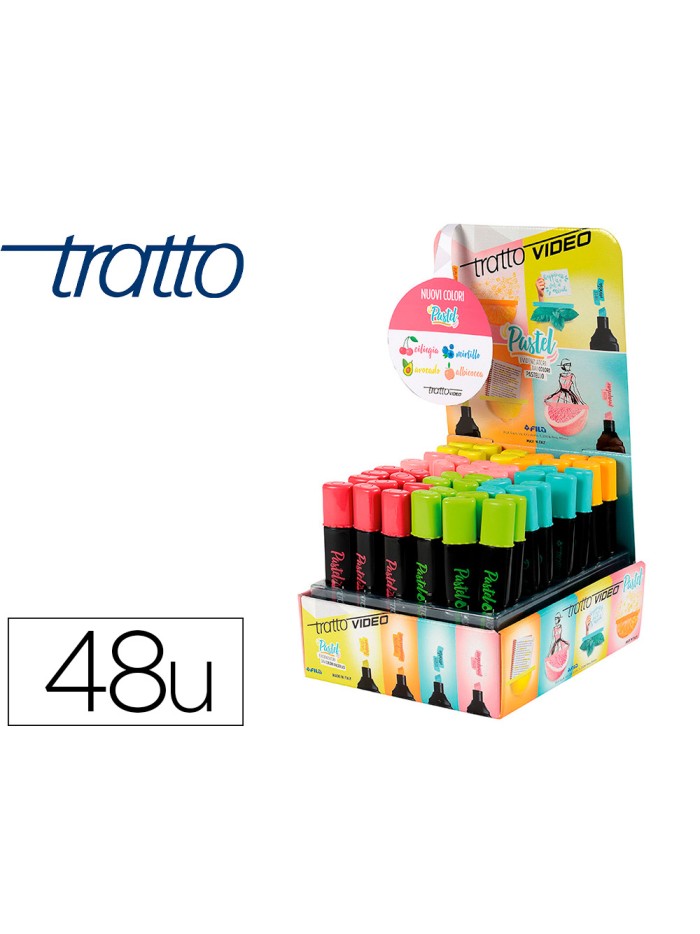 Rotulador tratto video pastel fluorescente expositor de 48 unidades colores surtidos Rotulador tratto video pastel fluorescente expositor de 48 unidades colores surtidos