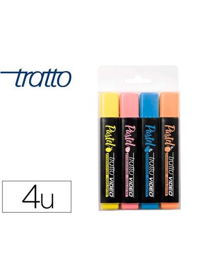 Rotulador tratto video fluorescente pastel blister de4 unidades colores surtidos