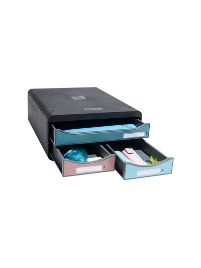 Fichero cajones de sobremesa exacompta skandi din a4+ polipropileno reciclado 3 cajones colores surtidos