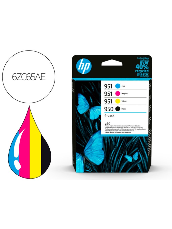 Ink-jet hp 6zc65ae 950/951 officejet pro serie 8600/251dw 276 dw multipack 4 colores negro/amarillo/cian/magenta Ink-jet hp 6zc65ae 950/951 officejet pro serie 8600/251dw 276 dw multipack 4 colores negro/amarillo/cian/magenta