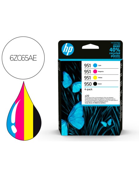Ink-jet hp 6zc65ae 950/951 officejet pro serie 8600/251dw 276 dw multipack 4 colores negro/amarillo/cian/magenta