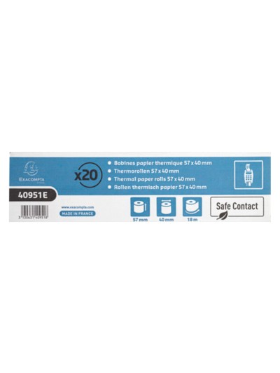 Rollo sumadora exacompta safe contact termico 57 mm x 40 mm 52 g/m2
