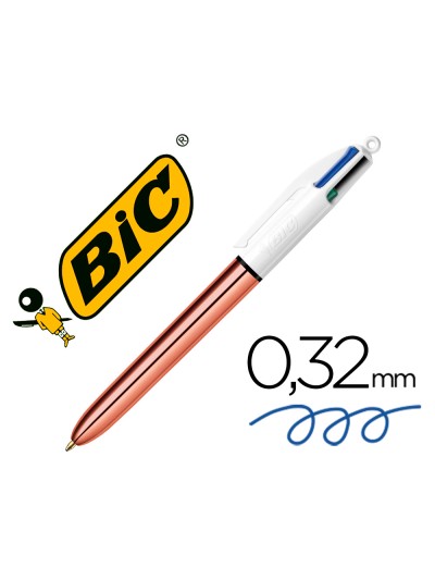 Boligrafo bic cuatro colores shine oro rosa punta de 1 mm