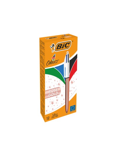 Boligrafo bic cuatro colores shine oro rosa punta de 1 mm