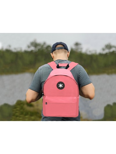 Cartera antartik mochila con asa y bolsillos con cremallera color coral 310x160x410 mm