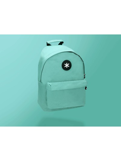 Cartera antartik mochila con asa y bolsillos con cremallera color verde menta 310x160x410 mm