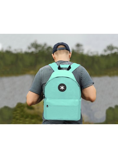 Cartera antartik mochila con asa y bolsillos con cremallera color verde menta 310x160x410 mm