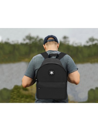 Cartera antartik mochila con asa y bolsillos con cremallera color negro 310x160x410 mm