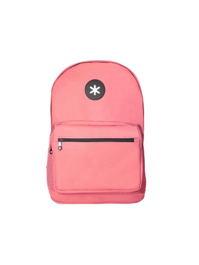 Cartera antartik mochila con asa y bolsillo frontal concremallera color coral 320x140x430 mm