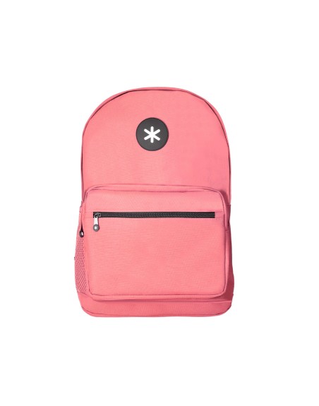 Cartera antartik mochila con asa y bolsillo frontal concremallera color coral 320x140x430 mm