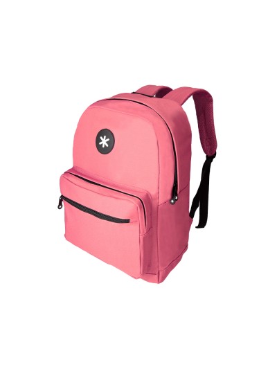 Cartera antartik mochila con asa y bolsillo frontal concremallera color coral 320x140x430 mm
