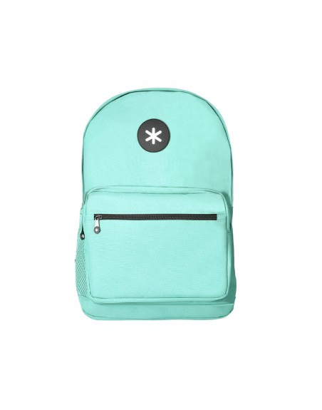 Cartera antartik mochila con asa y bolsillo frontal concremallera color verde menta 320x140x430 mm