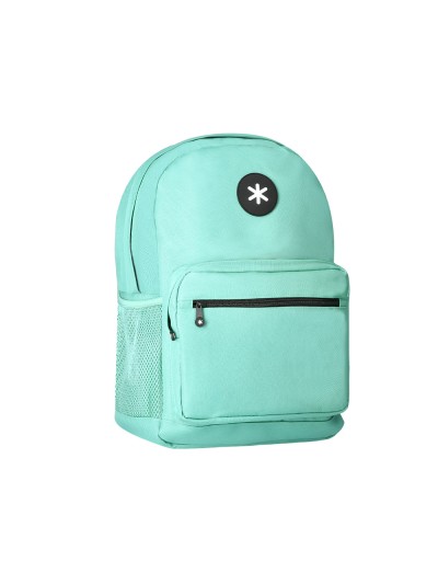 Cartera antartik mochila con asa y bolsillo frontal concremallera color verde menta 320x140x430 mm