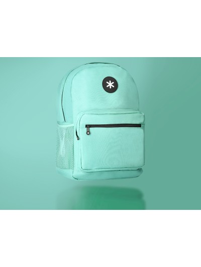 Cartera antartik mochila con asa y bolsillo frontal concremallera color verde menta 320x140x430 mm