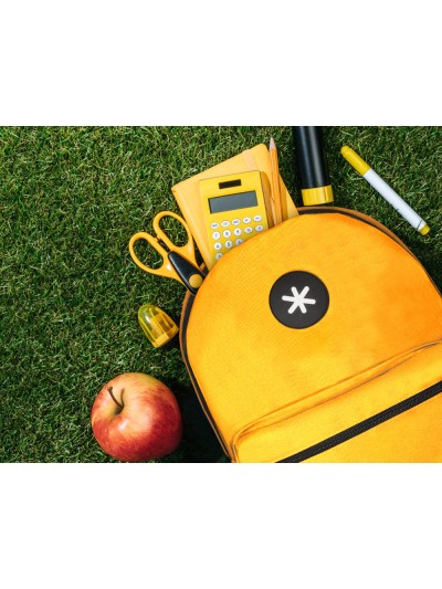 Cartera antartik mochila con asa y bolsillo frontal concremallera color mostaza 320x140x430 mm