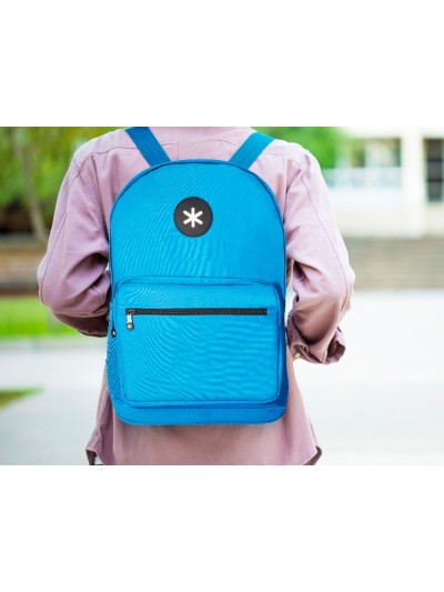 Cartera antartik mochila con asa y bolsillo frontal concremallera color azul 320x140x430 mm