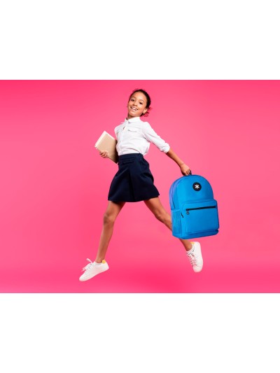 Cartera antartik mochila con asa y bolsillo frontal concremallera color azul 320x140x430 mm