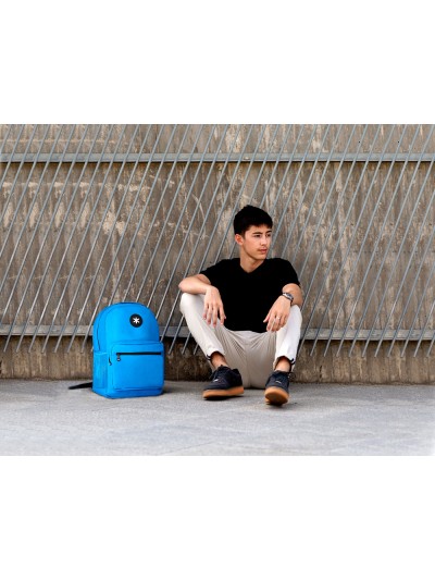 Cartera antartik mochila con asa y bolsillo frontal concremallera color azul 320x140x430 mm