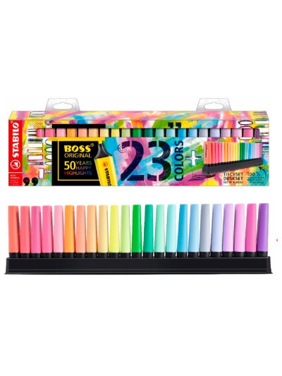 Rotulador stabilo boss fluorescente 70 deskset estuche de 23 unidades colores surtidos