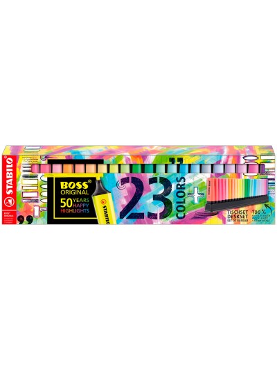 Rotulador stabilo boss fluorescente 70 deskset estuche de 23 unidades colores surtidos