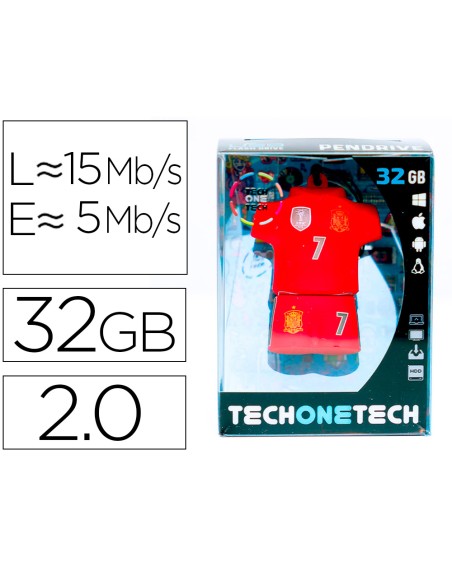Memoria usb tech on tech seleccion futbol españa mundial brasil 32 gb