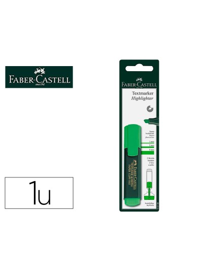Rotulador faber castell fluorescente textliner 48-63 verde blister de 1 unidad
