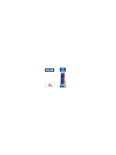 Boligrafo milan p1 retractil 1 mm touch blister de 4 unidades colores surtidos