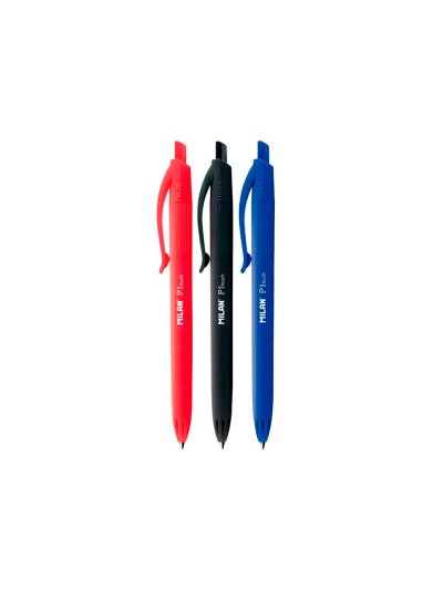 Boligrafo milan p1 retractil 1 mm touch blister de 4 unidades colores surtidos