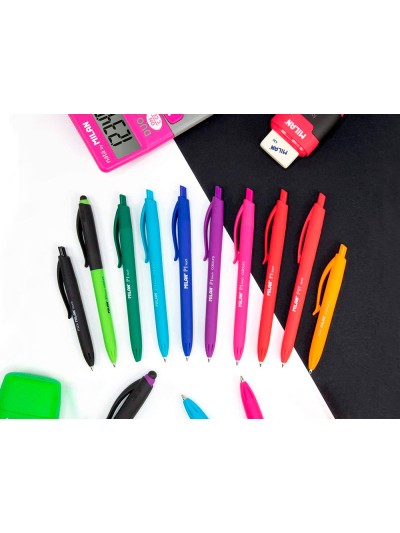 Boligrafo milan p1 retractil 1 mm touch blister de 4 unidades colores surtidos