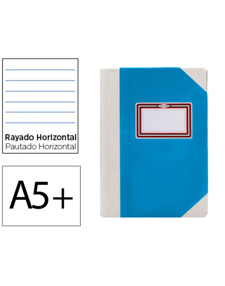 Libro cartone cosido fernandes flecha din a5+ rayado horizontal 50 hojas 100 gr azul
