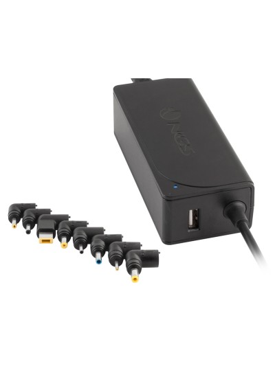 Adaptador de corriente ngs automatic 45w con 8 adaptadores y salida usb 2a