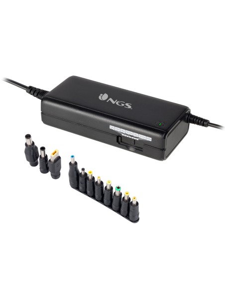 Adaptador de corriente ngs manual laptop 90w con 11 adaptadores