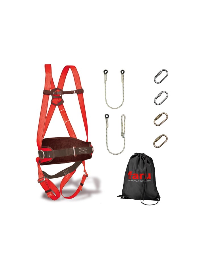 Conjunto trabajo en alturas faru arnes p50f + cuerda c170 + 2 mosquetones virola + cuerda regulable c169 + 2 Conjunto trabajo en alturas faru arnes p50f + cuerda c170 + 2 mosquetones virola + cuerda regulable c169 + 2
