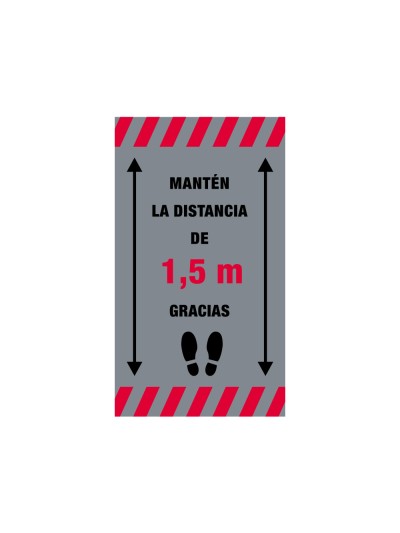 Alfombra para suelo de paso novus manten la distancia de 1,5 m gracias fondo gris 85x150 cm