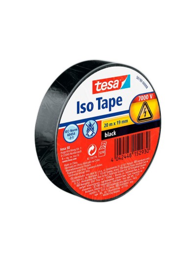 Cinta adhesiva aislante tesa 20 mt x 19 mm color negro