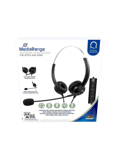 Auricular mediarange biaural diadema con microfono cable 2 mt