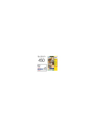Etiqueta adhesiva avery kraft efecto carton rectangular 62x42 mm removible para laser ink-jet caja de 160 unidades