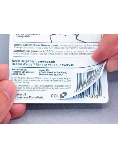 Etiqueta adhesiva cubriente avery permanente para impresora laser blanca 63,5x 38,1 mm caja de 525 unidades