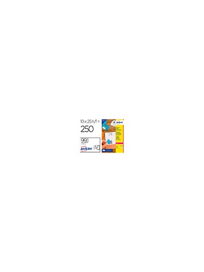 Etiqueta adhesiva cubriente avery permanente para impresora laser blanca 99,1x57 mm caja de 250 unidades
